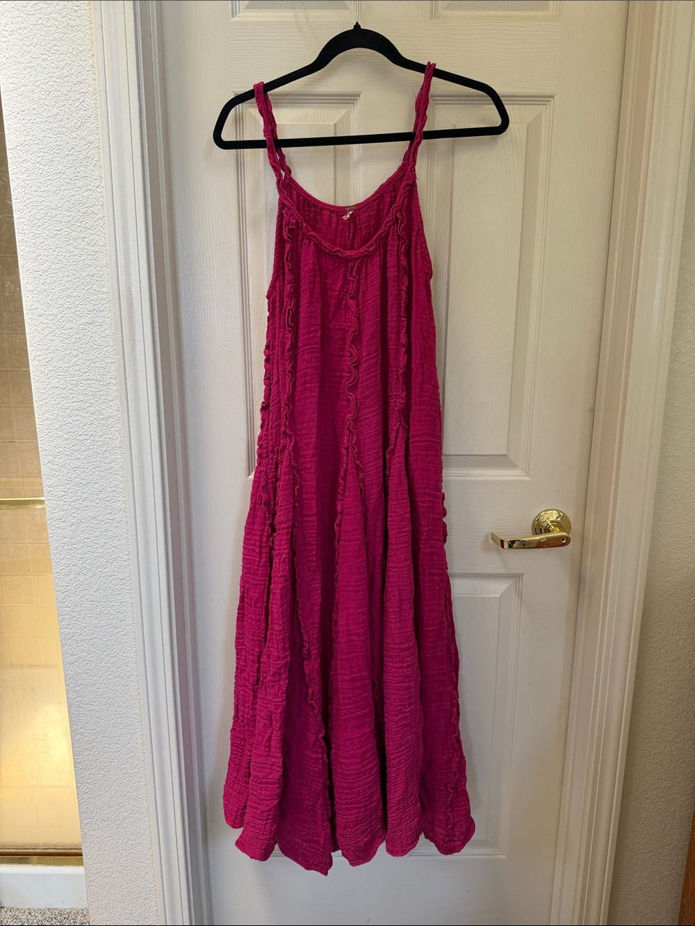 Free people XS Fuchsia Ruffled Maxi Sundress - Women